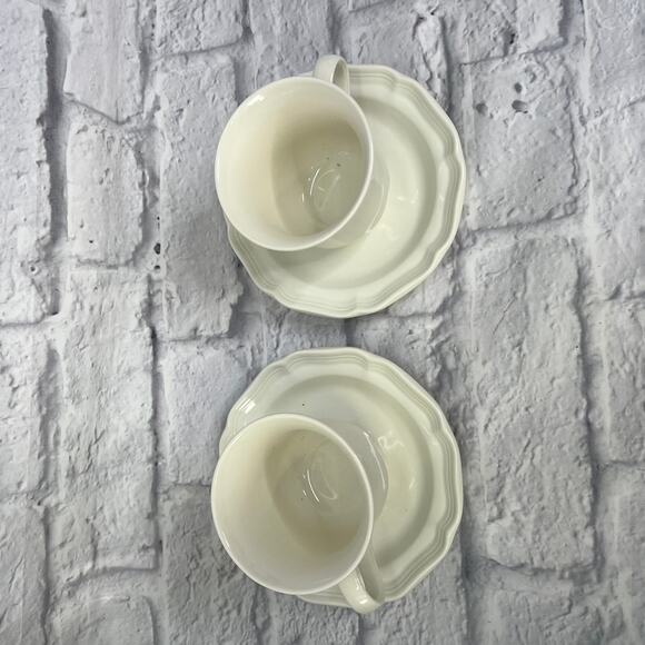 Mikasa French Countryside Cup and Saucer Set of 2 White F9000 - Picture 2 of 3